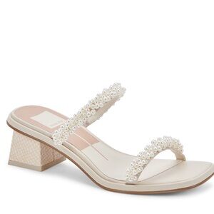 Dolce Vita Cream Pearl Embellished Sandals